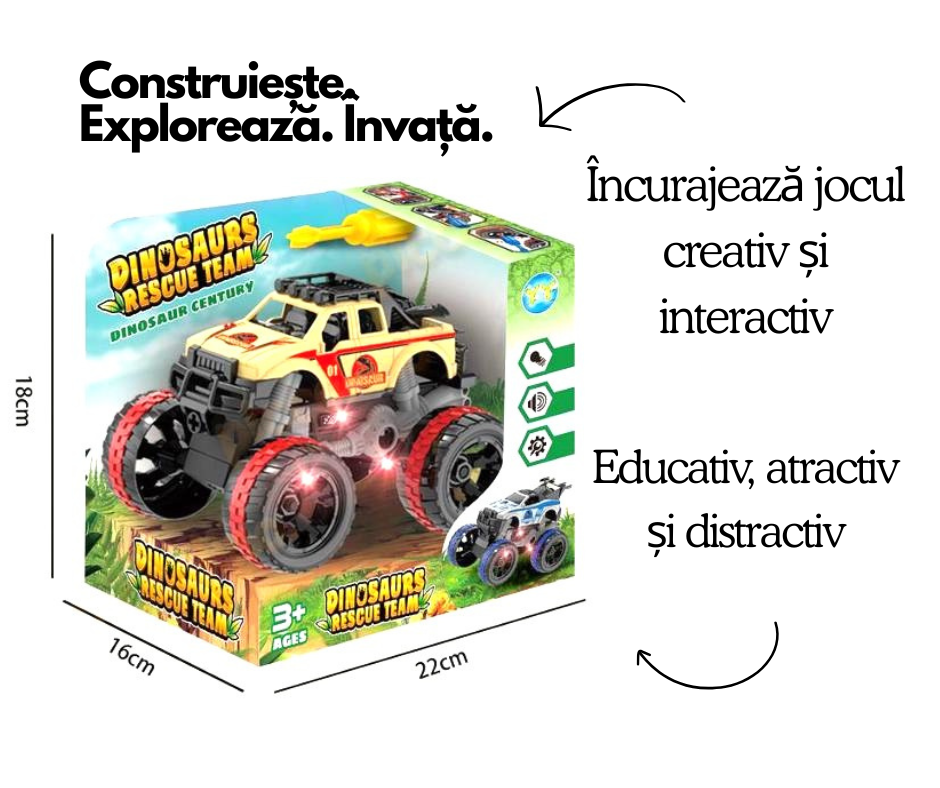 Set de Asamblare – Mașinuță Off-Road cu Șurubelniță, Sunete și Lumină