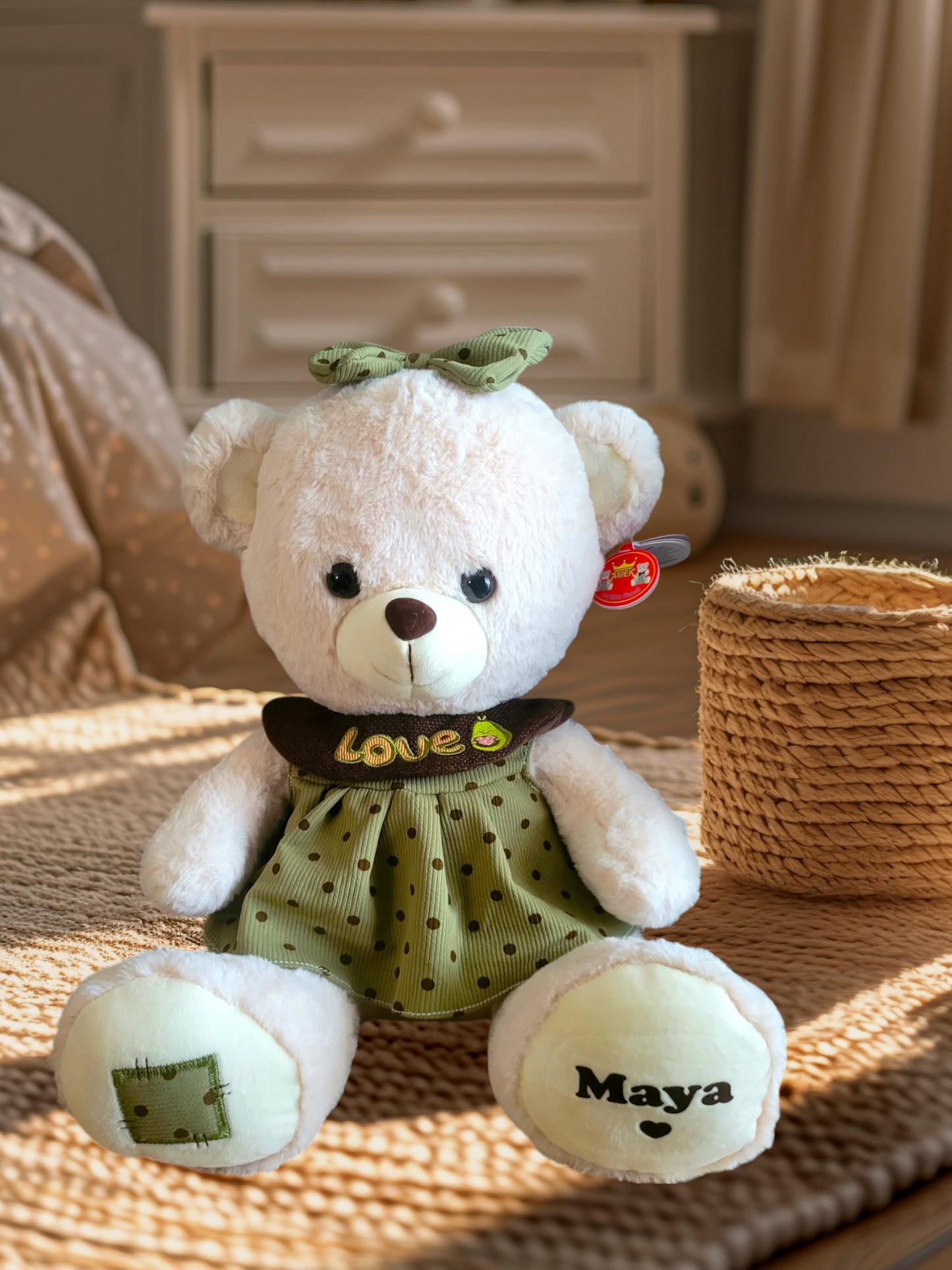 Ursuleț personalizat cu rochie verde