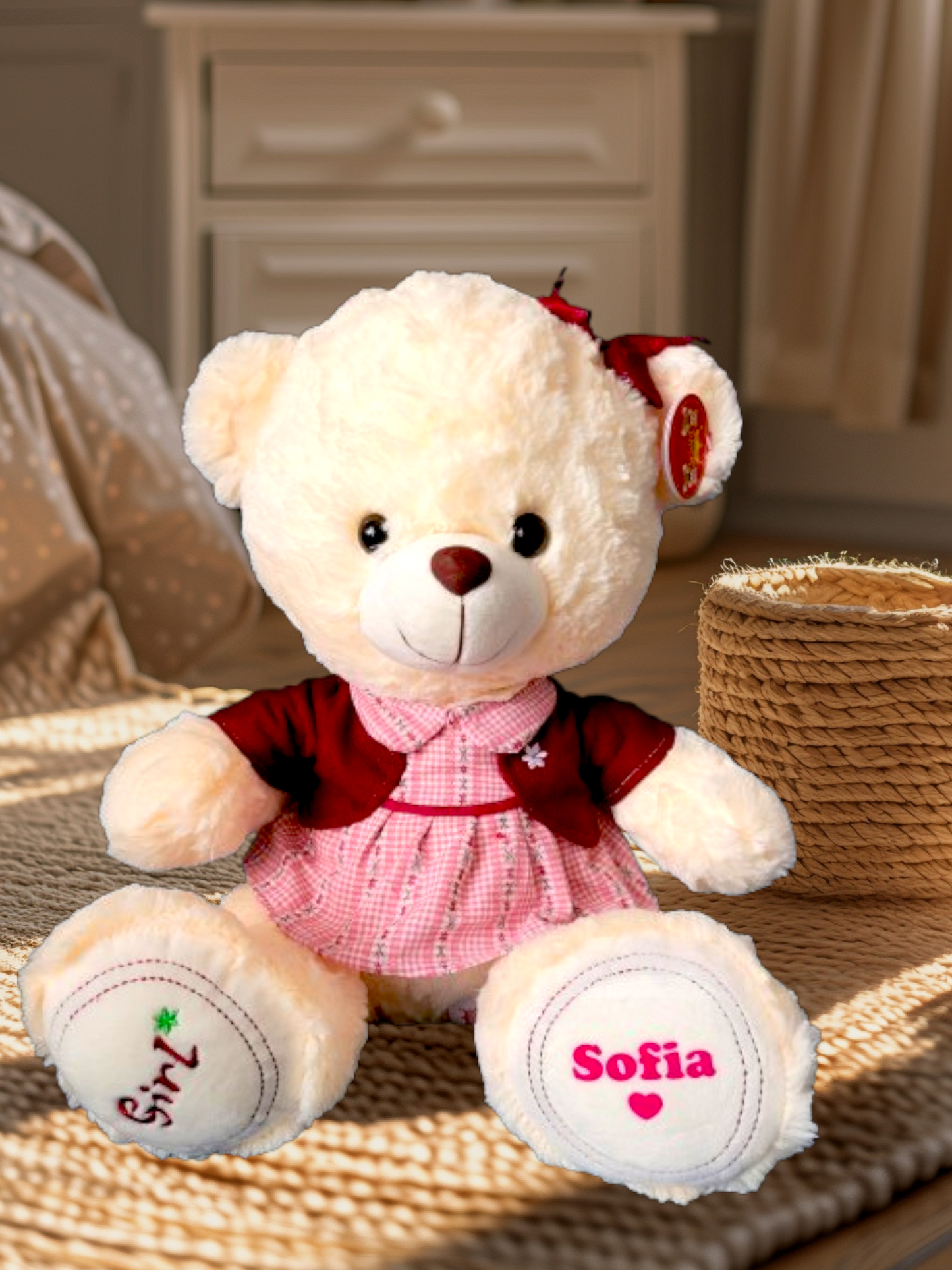 Set Cadou „Tandrețe și Magie” – Ursuleț Personalizat & Păpușă Dansatoare cu Lumină și Muzică