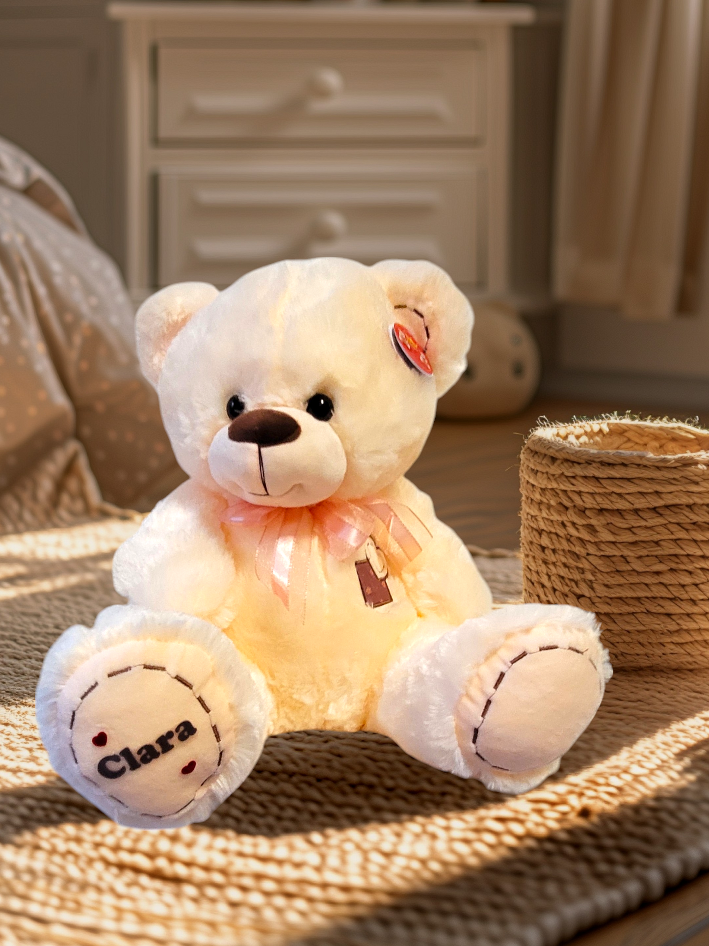 Ursuleț personalizat cu inimă brodată