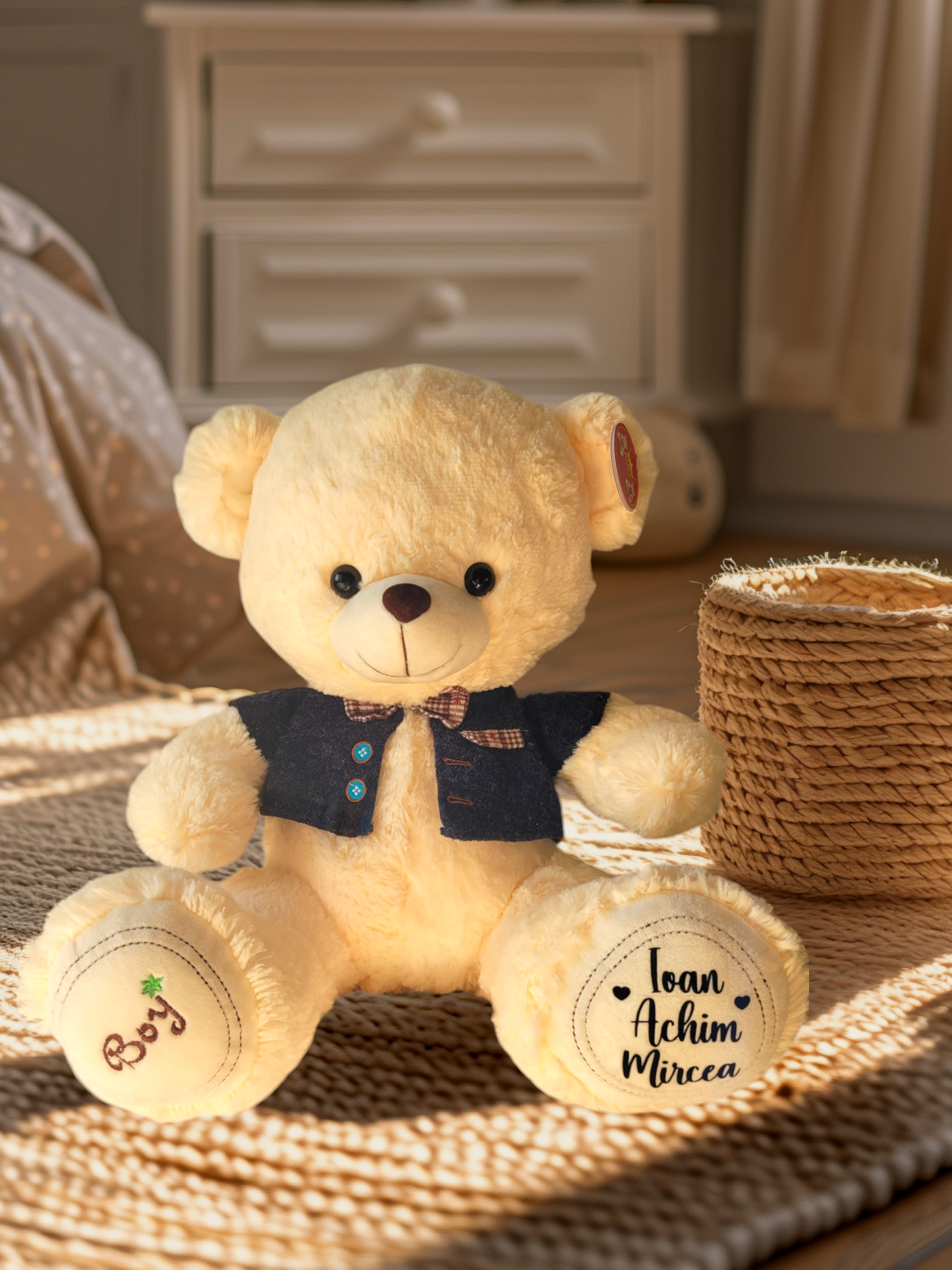 Ursuleț personalizat cu papion și vestă