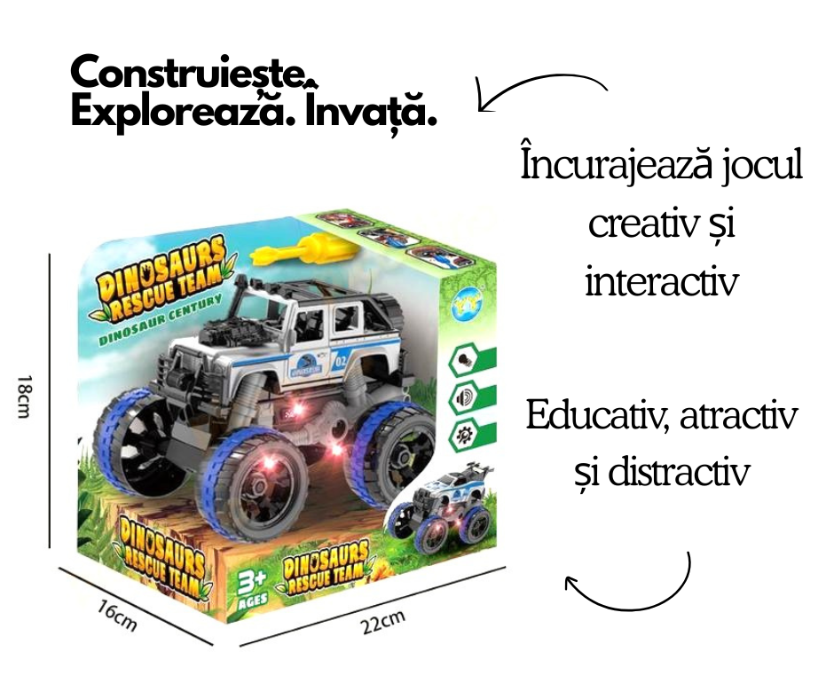 Set de Asamblare – Mașinuță Off-Road Albastră cu Șurubelniță, Sunete și Lumină