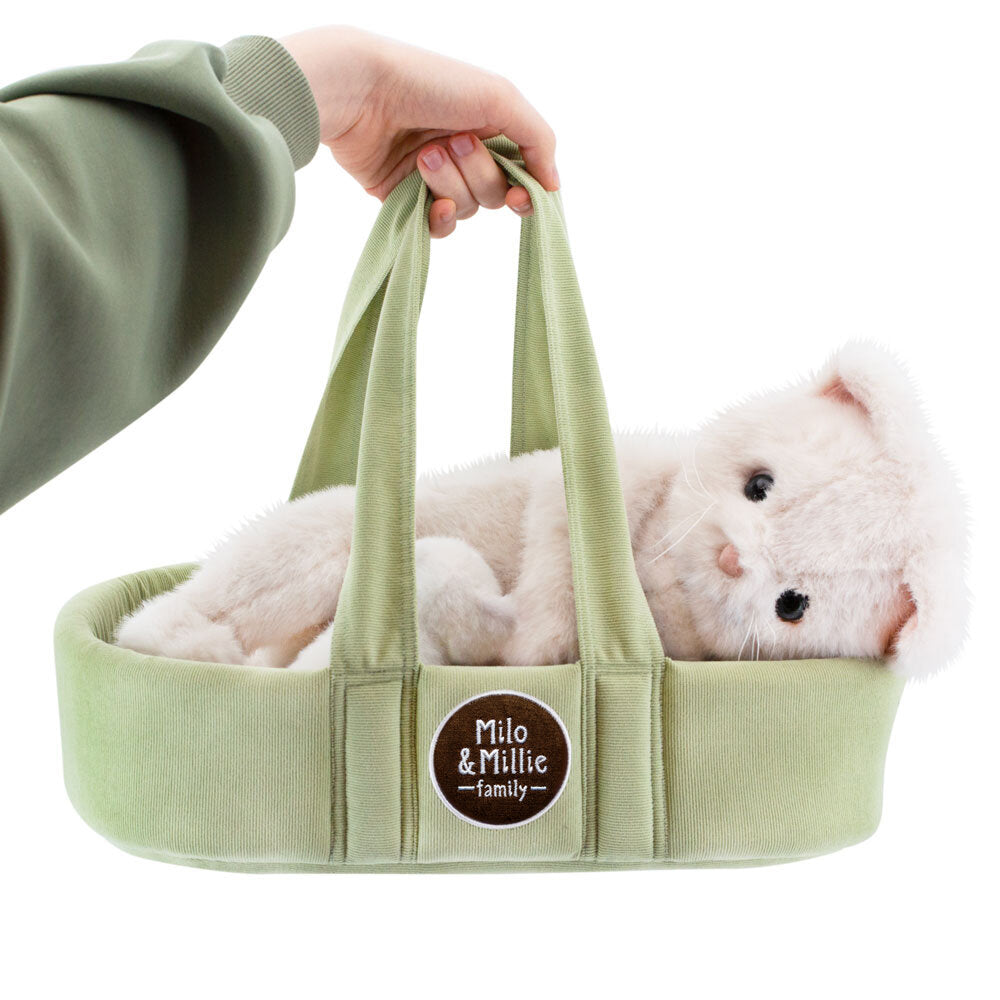 Millie – Pisică de pluș (40 cm) cu pui ascuns și geantă de transport Orange Toys