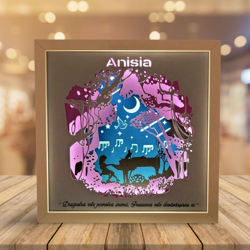 Tablou luminos personalizat Fetita la Pian
