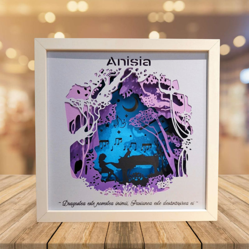 Tablou luminos personalizat Fetita la Pian