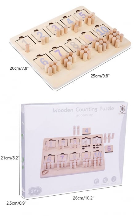 Set Cadou „Îmbrățișări și Cifre” – Ursuleț personalizat cu Salopetă & Puzzle Montessori din Lemn