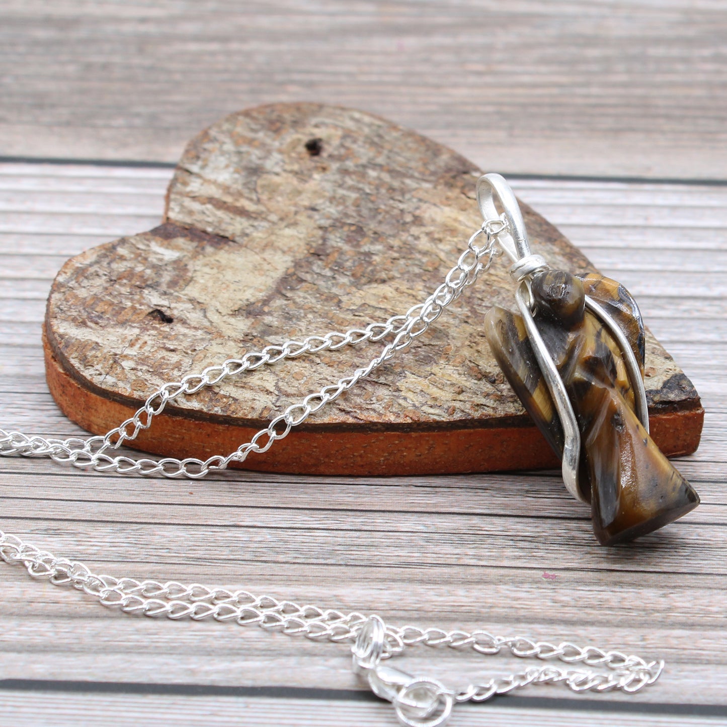 Colier cu Pietre Naturale - Ochi de Tigru - Înger Păzitor