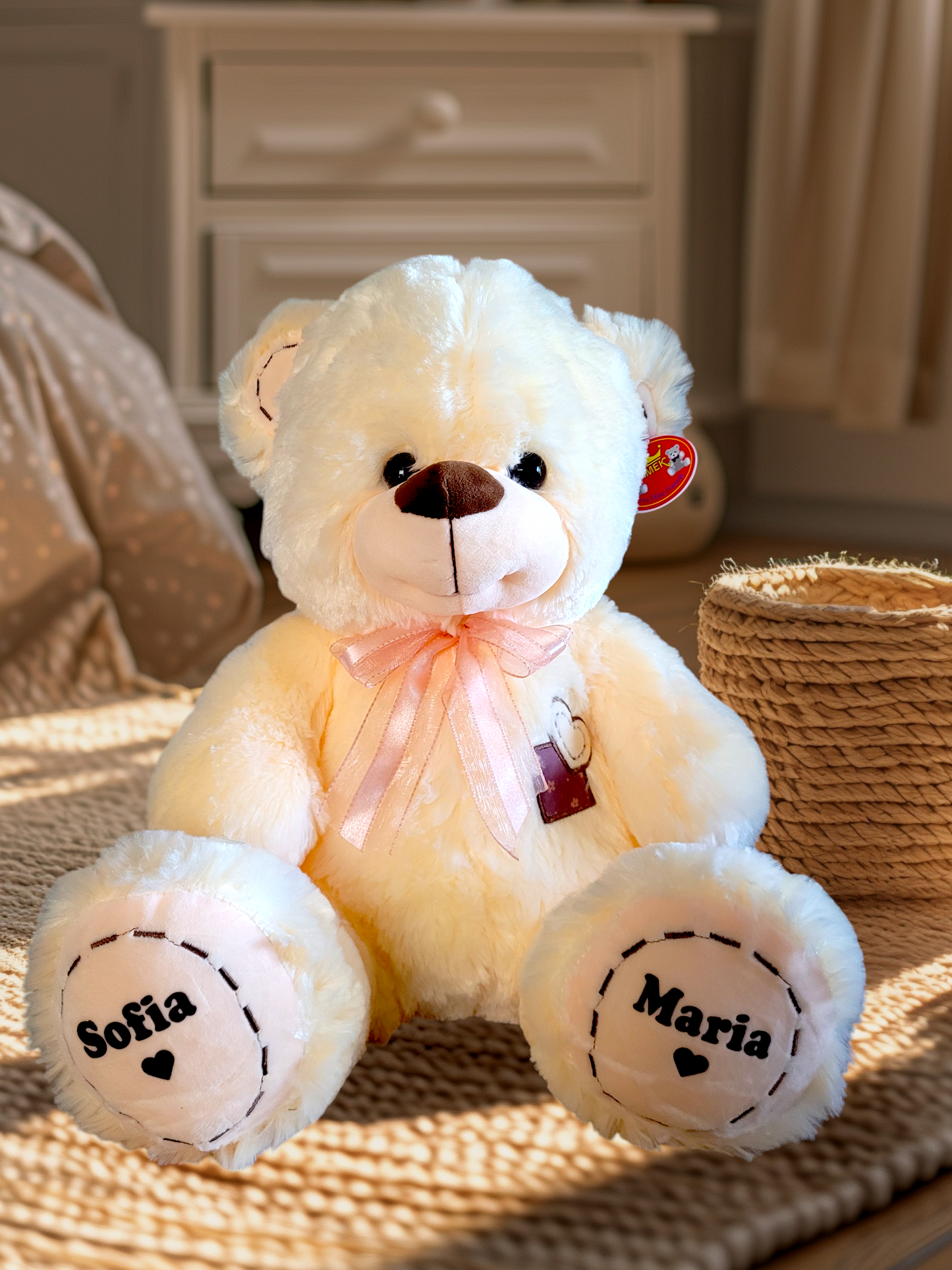 Ursuleț personalizat cu inimă brodată