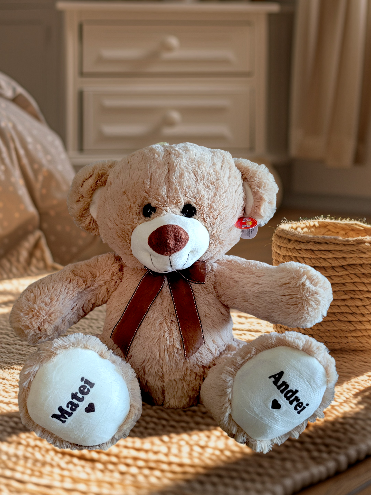 Ursuleț de pluș cu panglică maro