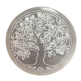 Platou din Selenit 8 cm - Arborele Vieții - Purificare Cristale & Energie