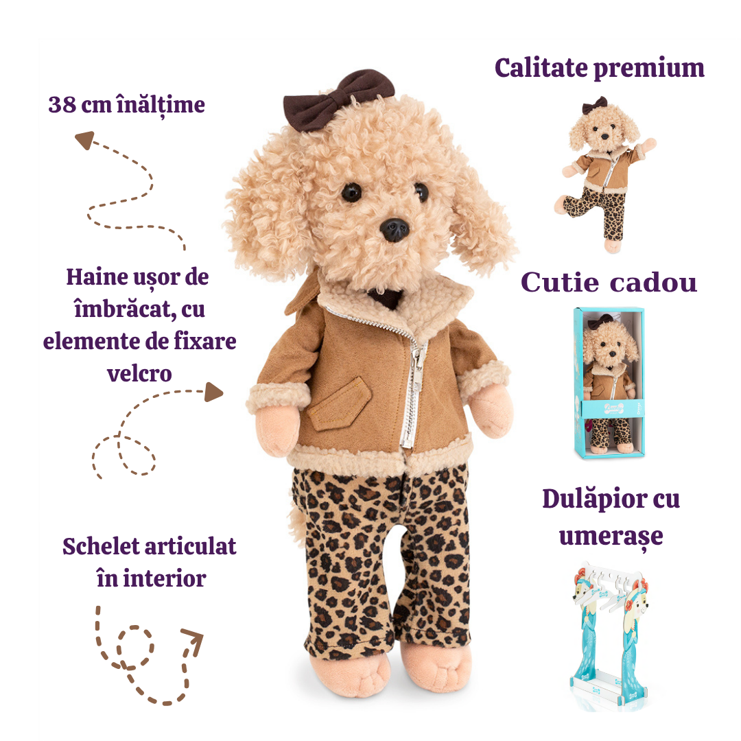 Lucky Fendy în Ținută Leopard – Căţeluşă de Pluş Premium Lucky Doggy