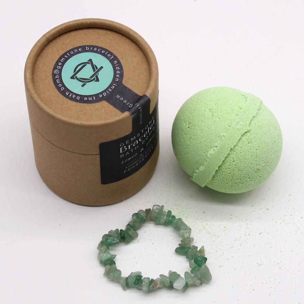 Bombă Spumantă de Baie cu Brățară Aventurin Verde - BANI ȘI PROSPERITATE