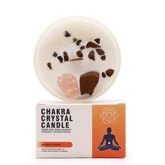 Lumânare Chakra cu Pietre Prețioase - Chakra Sacră - Creativitate, Pasiune și Puterea Dorinței