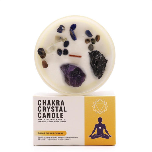 Lumânare Chakra cu Pietre Prețioase - Chakra Plexului Solar - PUTERE, PROTECȚIE,CURAJ