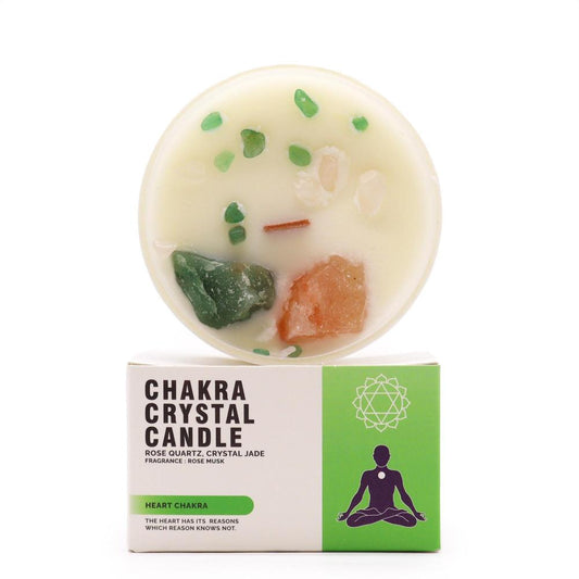 Lumânare Chakra cu Pietre Prețioase - Chakra Inimii- Noroc si iubire