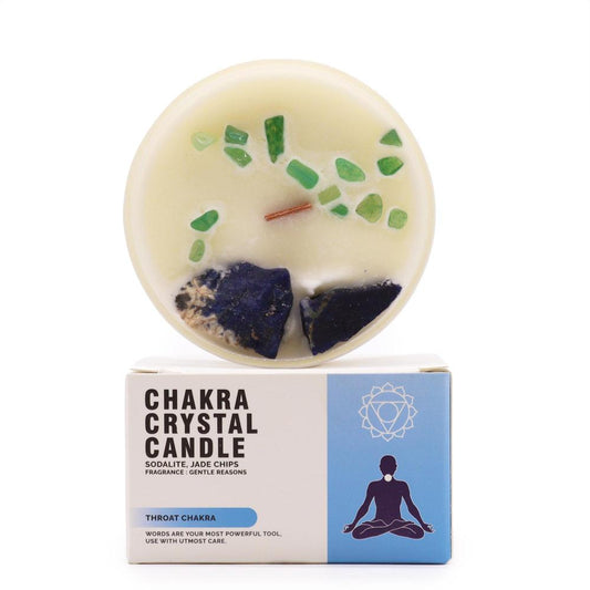 Lumânare Chakra cu Pietre Prețioase - Chakra Gâtului - Claritate, Exprimare și Echilibru Interior