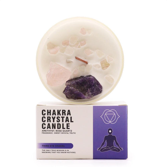 Lumânare Chakra cu Pietre Prețioase - Chakra al Treilea Ochi