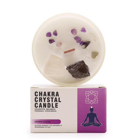 Lumânare Chakra cu Pietre Prețioase - Chakra Coroanei