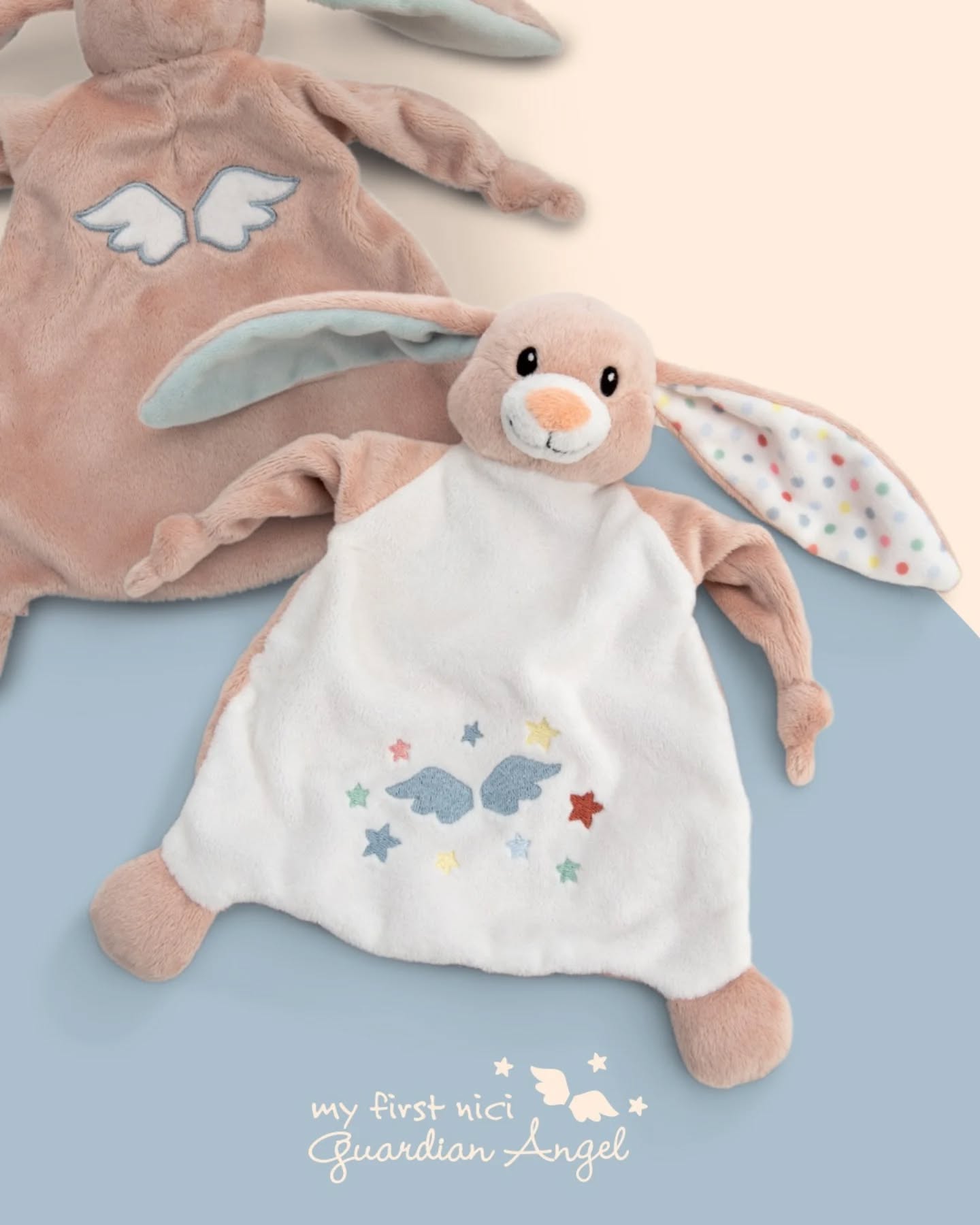 Jucarie Păturică Premium PERSONALIZATĂ, moale, pentru îmbrățișat- Iepurașul Fjella, 25 х 25 cm