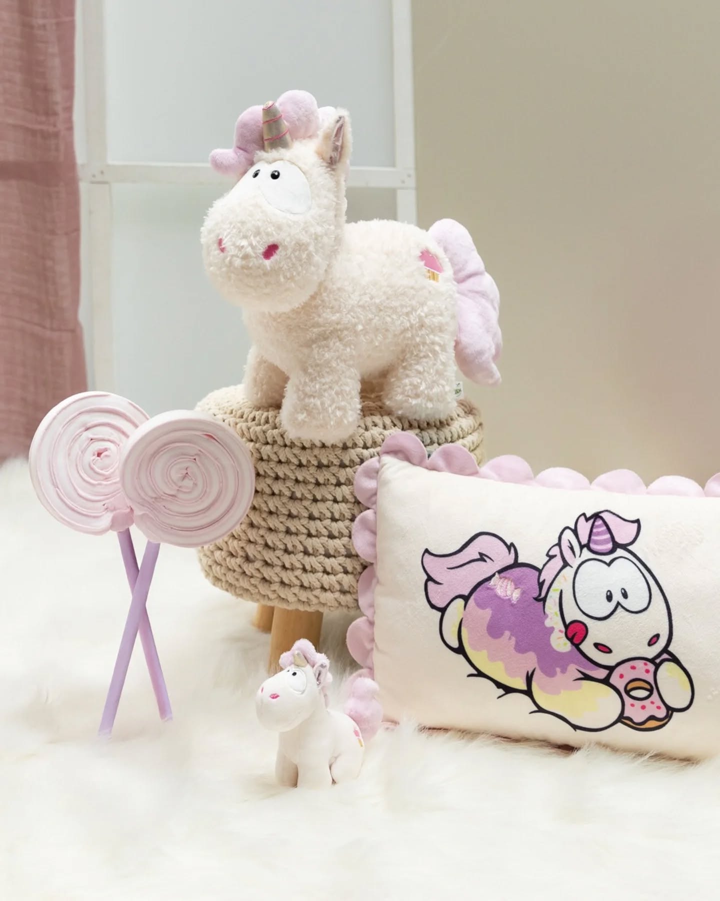 Unicorn de pluș Premium – Creamy Pink, 32 cm
