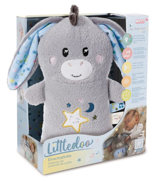 Jucărie calmantă pentru bebeluși, măgarușul Littledoo, în cutie cadou, 25 cm