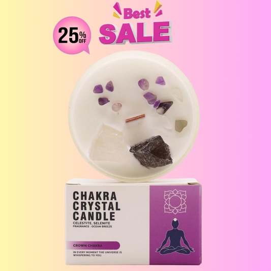 Lumânare Chakra cu Pietre Prețioase - Chakra Coroanei