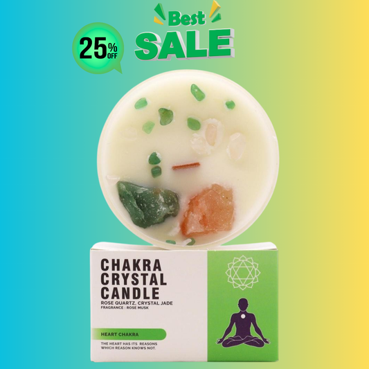 Lumânare Chakra cu Pietre Prețioase - Chakra Inimii- Noroc si iubire