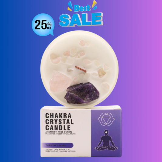 Lumânare Chakra cu Pietre Prețioase - Chakra al Treilea Ochi