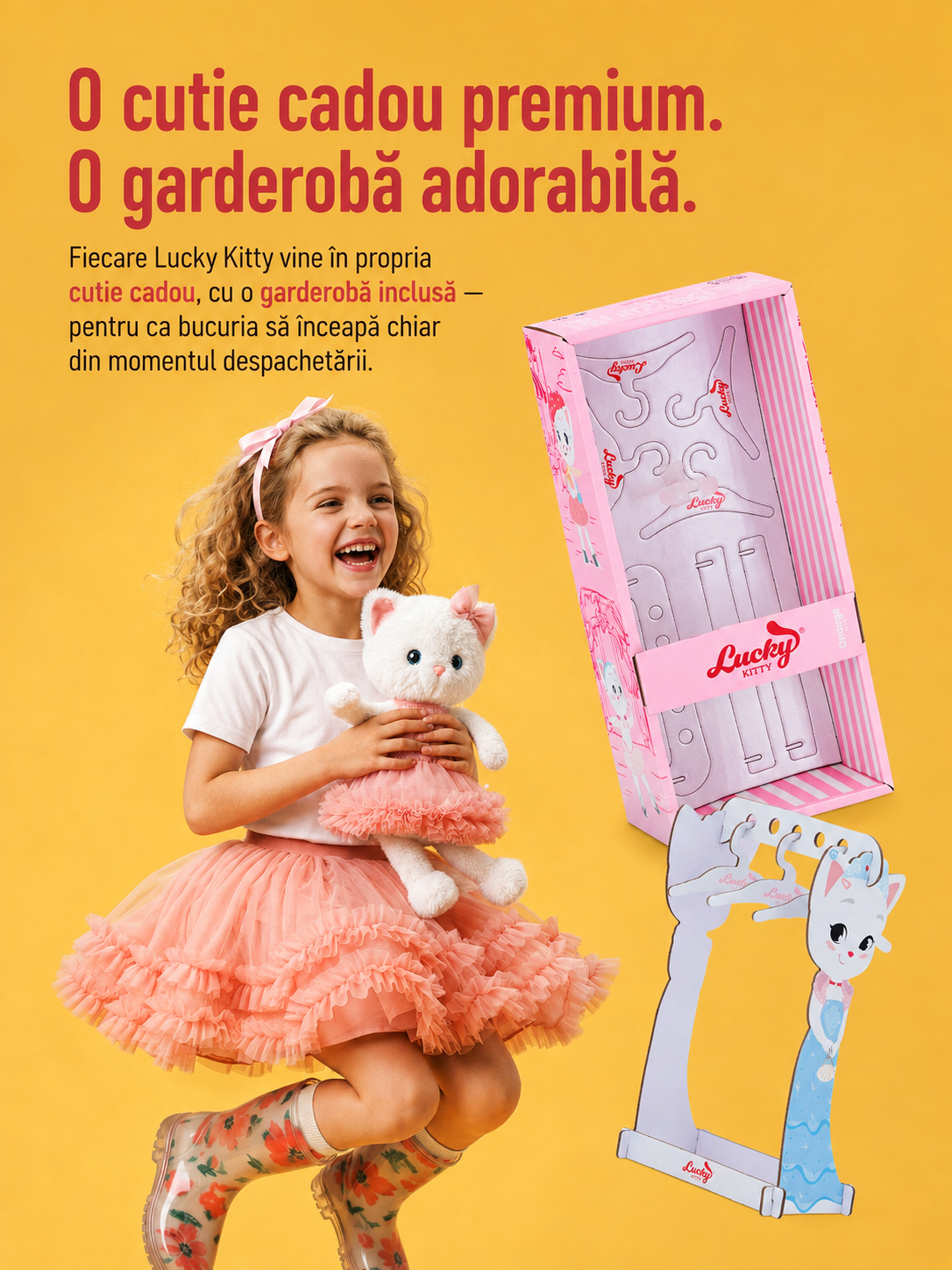 Lucky Kitty Candy – Pisicuță Premium de Pluş, 38 cm