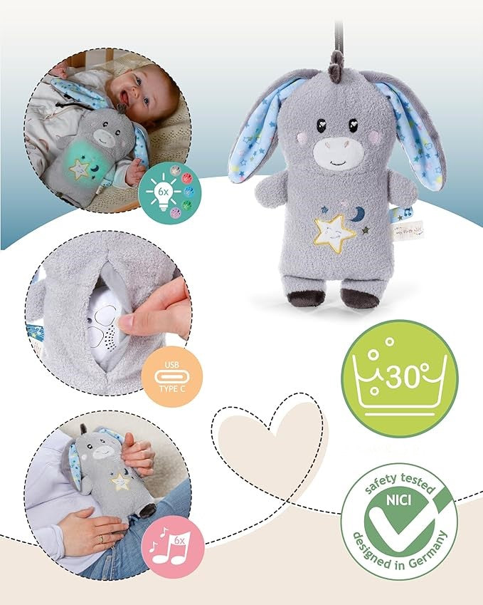 Jucărie calmantă pentru bebeluși, măgarușul Littledoo, în cutie cadou, 25 cm