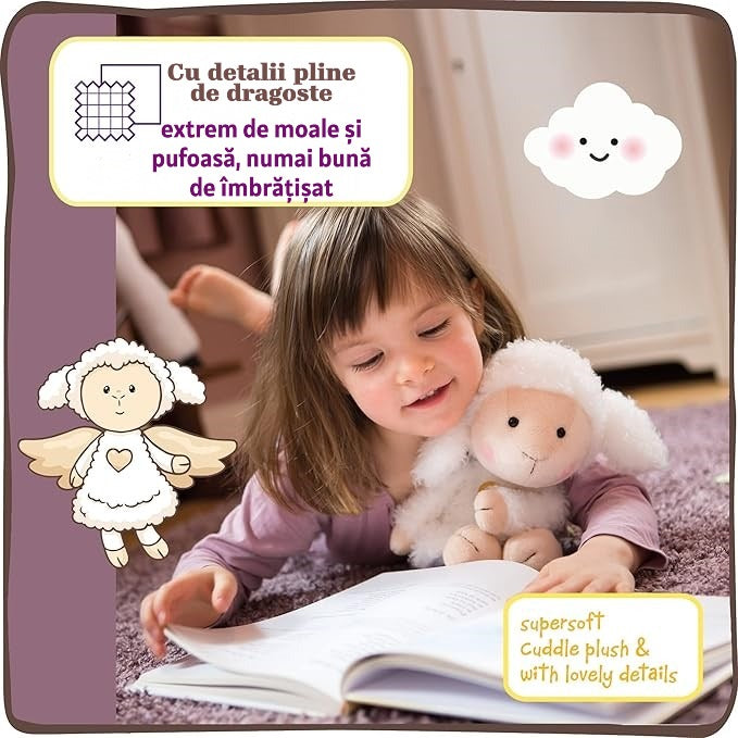Oiță Înger Păzitor – pluș premium pentru somn liniștit (0 luni+, 30 cm)