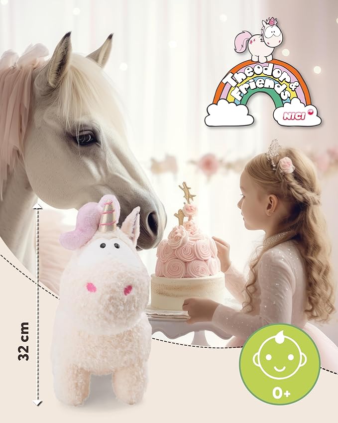Unicorn de pluș Premium – Creamy Pink, 32 cm