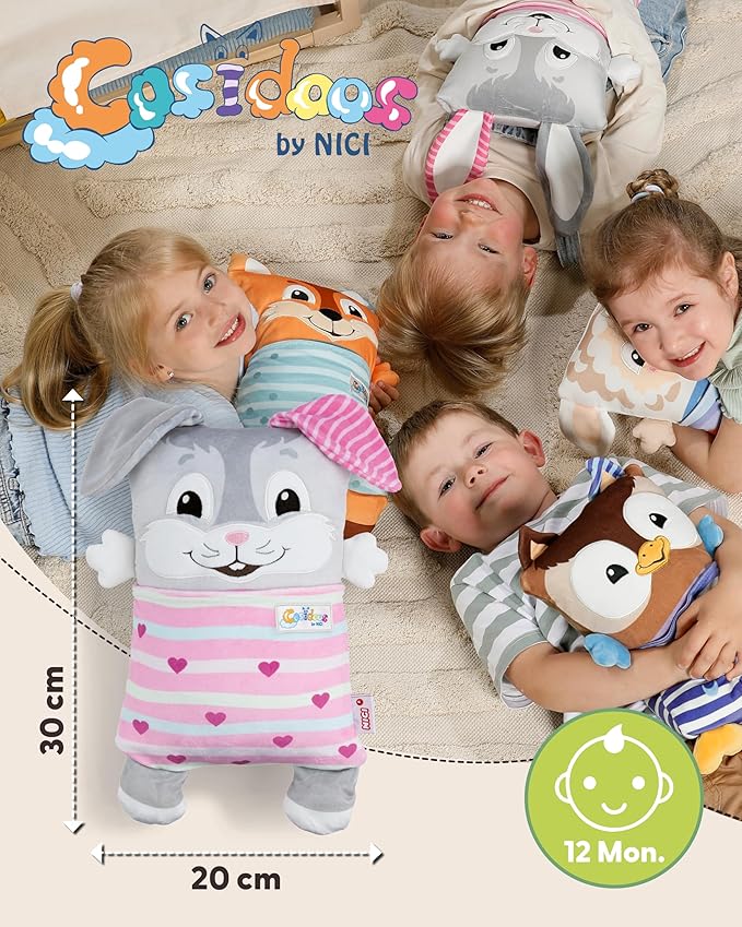 COSIDOOS – Iepuraș 3-în-1 Jucărie Pluș Premium + Pernă + Spațiu Secret