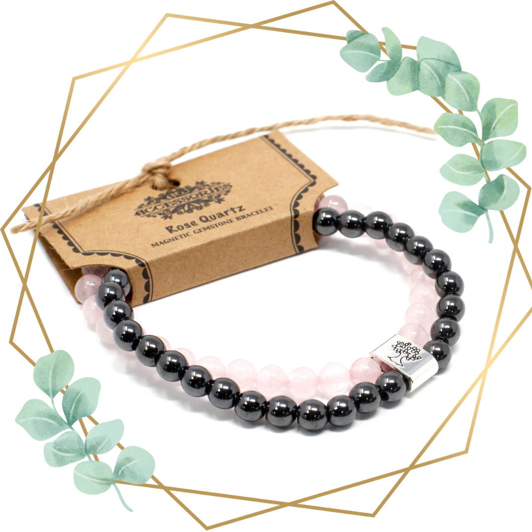 Brățară Magnetică Dublă - Cuarț Roz- Iubire si fericire