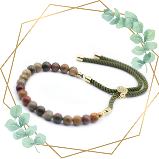 Bratara Placata cu Aur 18K - Jasp - Protectie si Vindecare