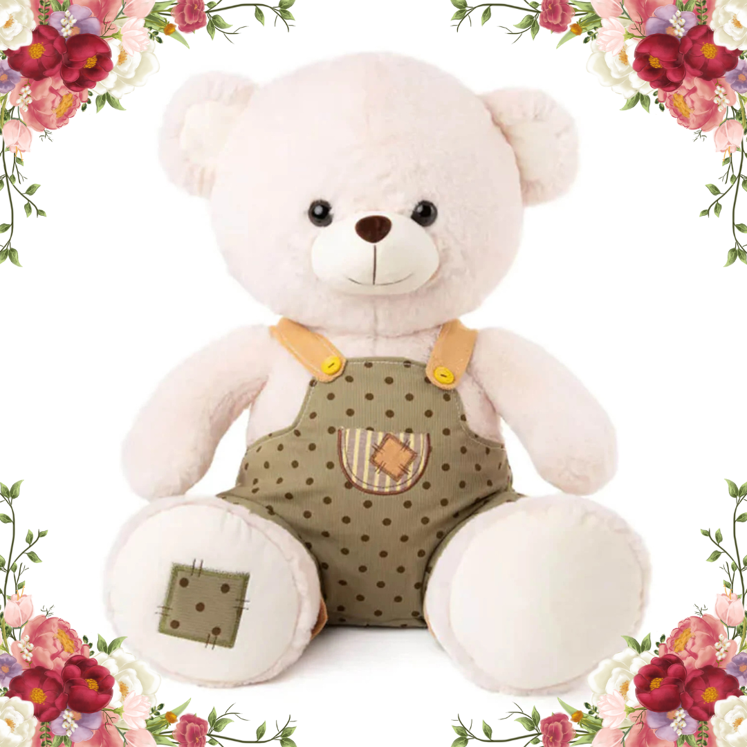 Ursuleț de pluș cu salopetă verde