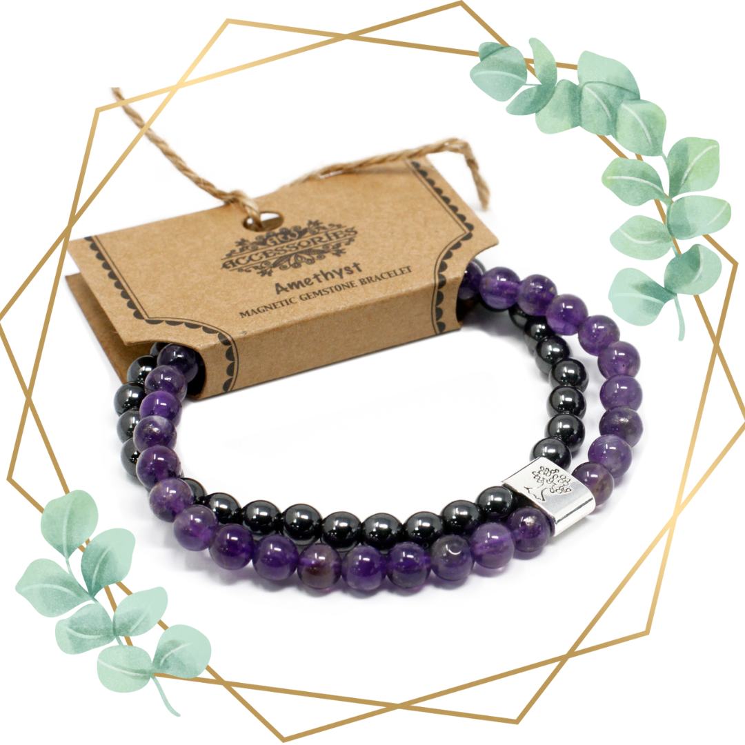 Brățară Magnetică Dublă - Ametist – Calmare, Intuiție și Protecție Energetică