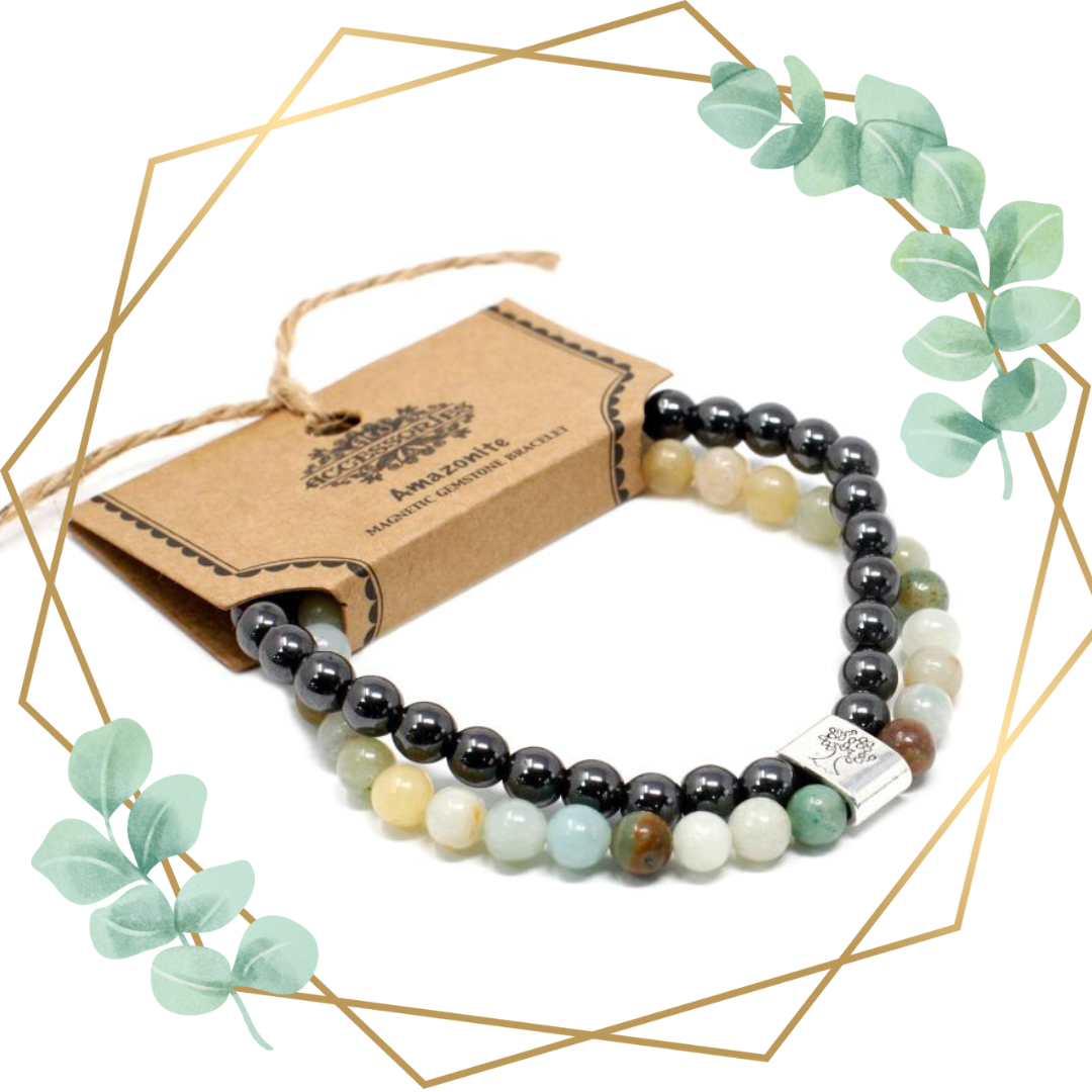 Brățară Magnetică Dublă - Amazonit- Calm, Echilibru, Relaxare