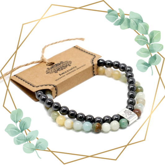 Brățară Magnetică Dublă - Amazonit- Calm, Echilibru, Relaxare