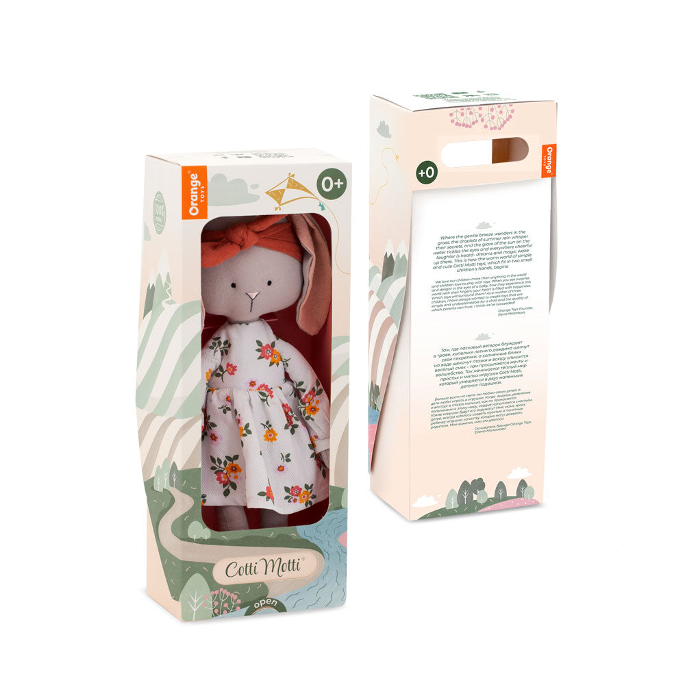 Lucy – Iepuraș de Pluș Premium în rochiță Cotti Motti (30 cm)