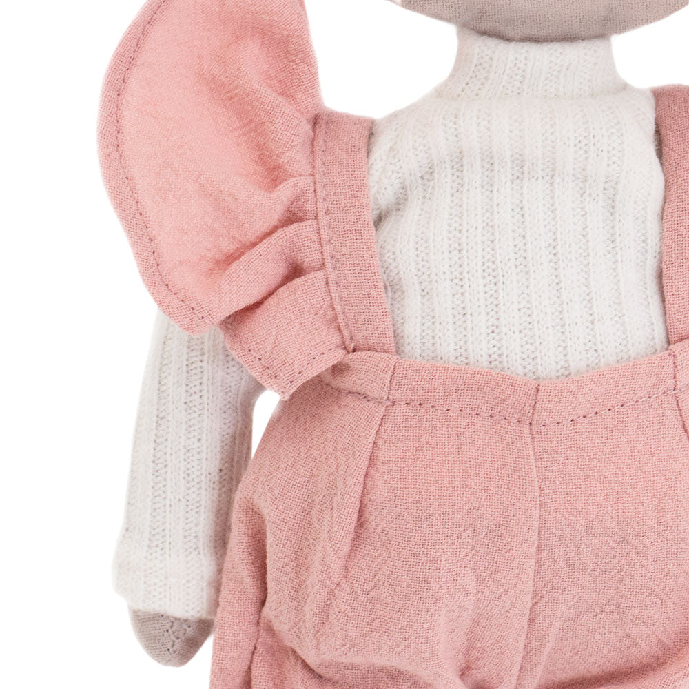 Lucy – Iepuraș de Pluș Premium în Salopetă Roz Cotti Motti (30 cm)