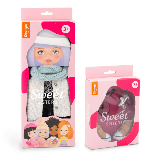 Set Palton Alb + Accesorii pentru Păpuși Sweet Sisters (32 cm) – Ținută Premium de Joacă