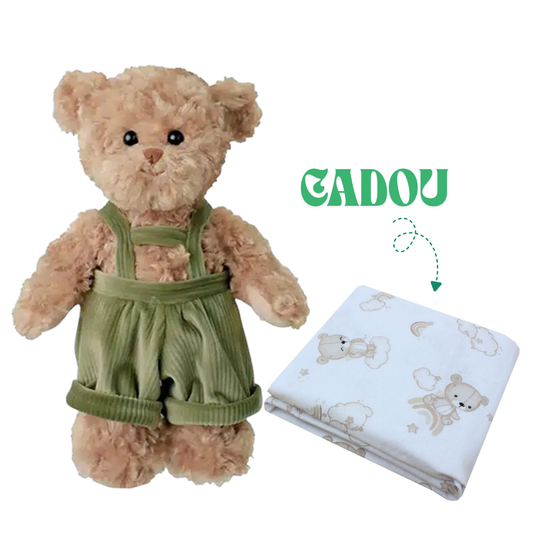 Jerome – Ursuleț de Pluș Premium 25 cm + CADOU Scutec bumbac 80x70cm