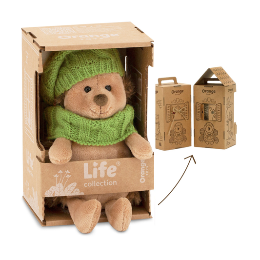 Life – Fluffy Ariciul pufos cu căciuliță verde, în cutie de colorat tip căsuță (18 cm)