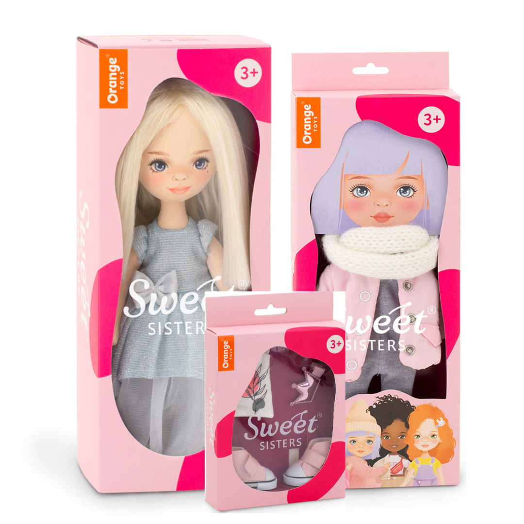 Set Mia în Rochie Albastru Deschis – Păpușă de Pluș Premium Sweet Sisters (32 cm) + haine de schimb + accesorii
