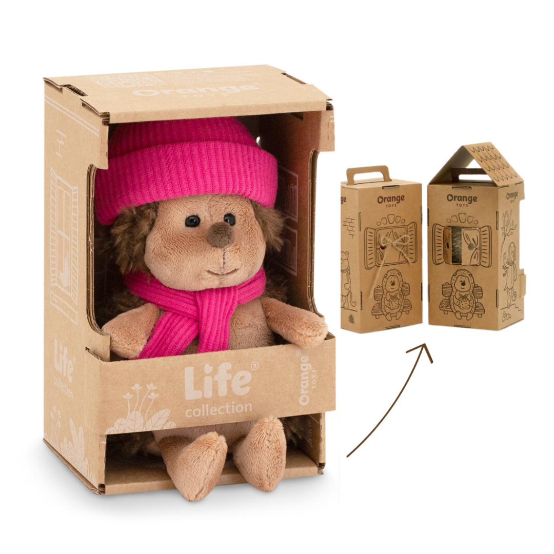 Life – Fluffy Ariciul pufos cu căciuliță roz, în cutie de colorat tip căsuță (18 cm)