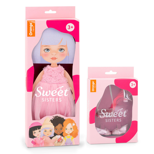 Set Rochie Roz + Accesorii pentru Păpuși Sweet Sisters (32 cm) – Ținută Premium de Joacă