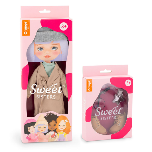 Set Palton Bej + Accesorii pentru Păpuși Sweet Sisters (32 cm) – Ținută Premium de Joacă