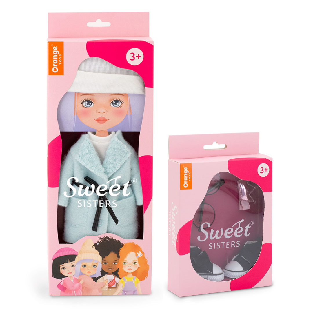 Set Palton Mentă + Accesorii pentru Păpuși Sweet Sisters (32 cm) – Ținută Premium de Joacă