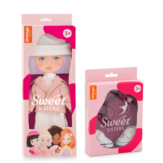 Set Jachetă Roz Pudrat + Accesorii pentru Păpuși Sweet Sisters (32 cm) – Ținută Premium de Joacă